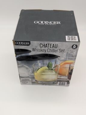 Godinger Chateau Whiskey Chiller Set - Black and Clear
